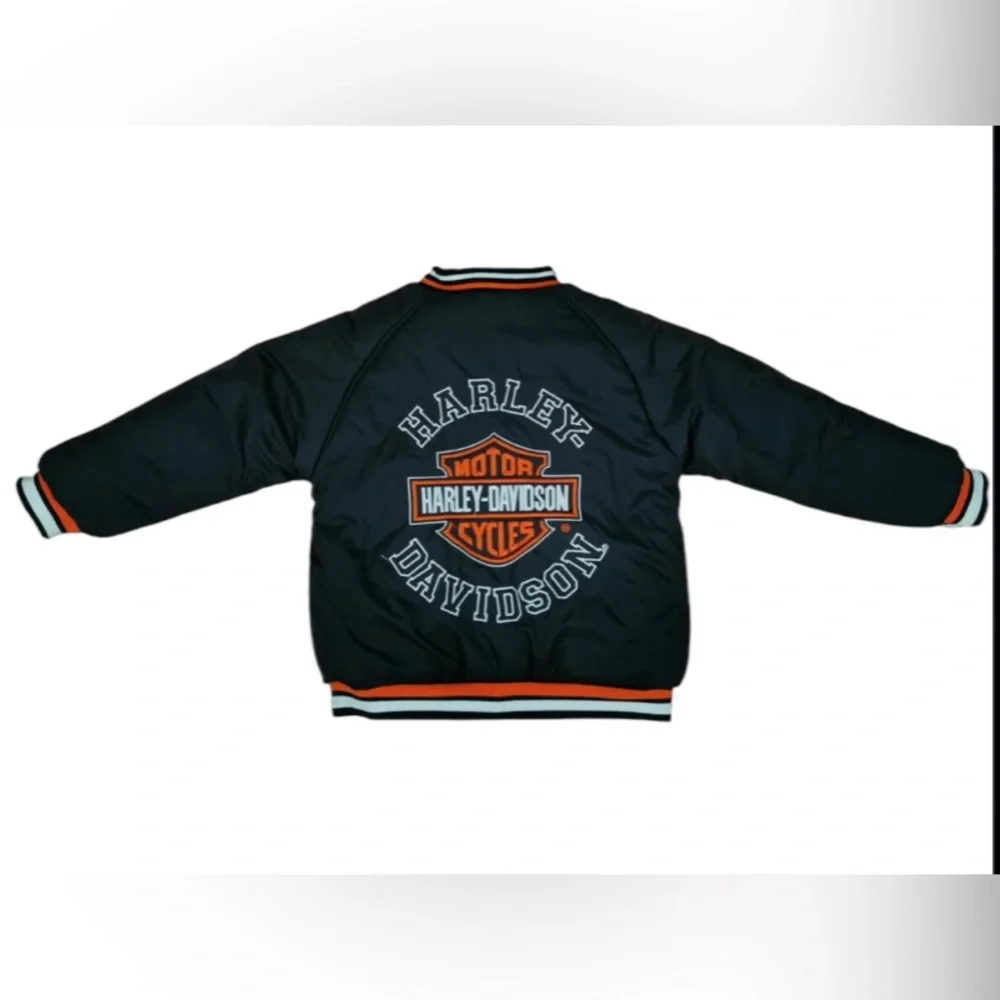 EUC Harley Davidson Children Bomber College Reversible Jacket Motor Cycle SZ 7